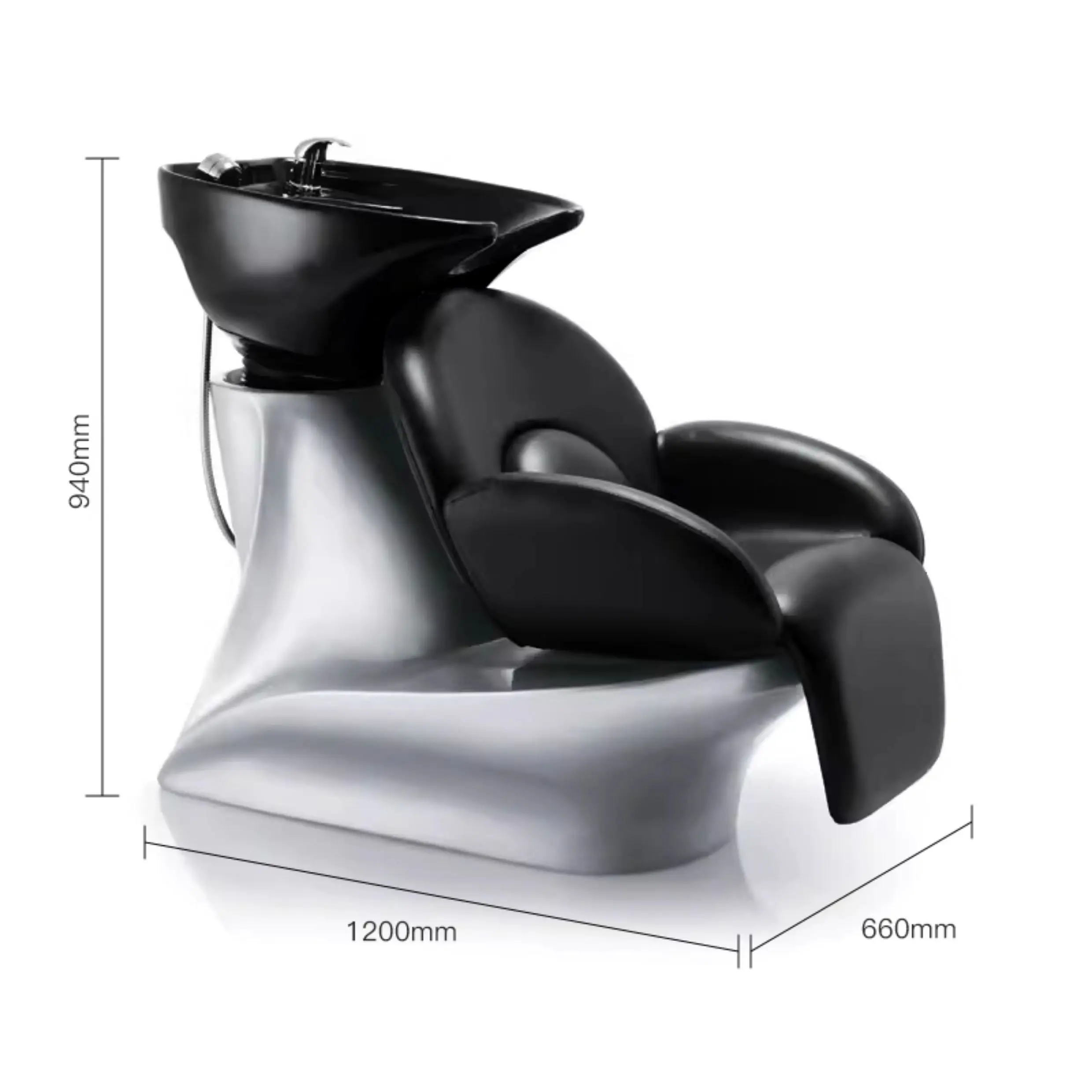 High-end Shampoo Bed, Special Electric Semi-reclining Head Treatment Bed for Barber Shop, Ceramic Deep Basin Flushing Bed