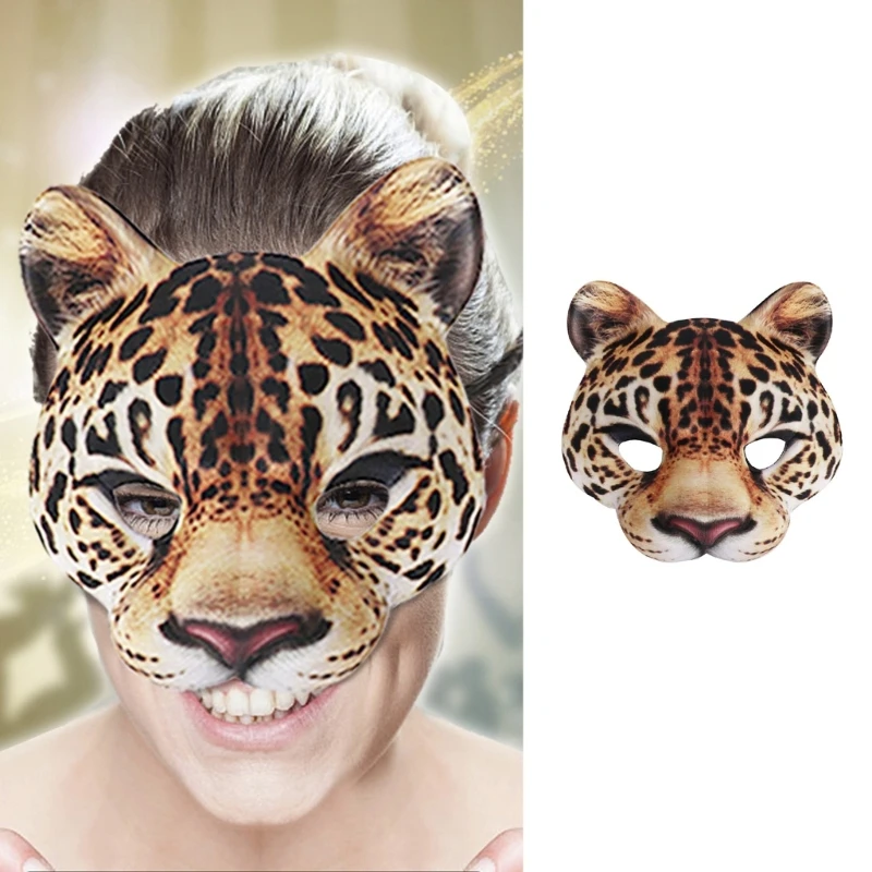 Leopard Mask Halloween Half Face Funny Mask Carniva Mask Masquerad Dress Up