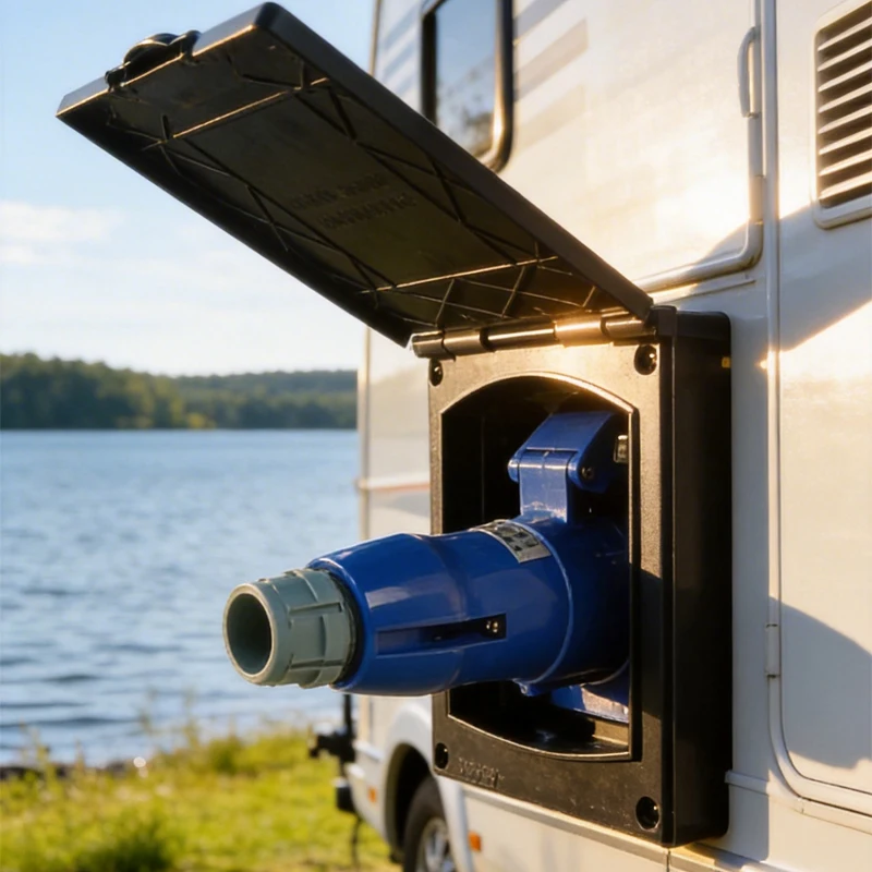 

External Flush Hook Up RV External Electrical Socket with Cover 220V-240V 16A Waterproof Plug Socket Apply To Caravan Camper Car