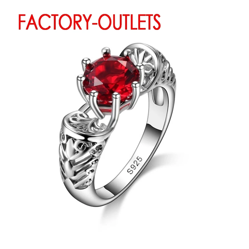 Genuine 925 Sterling Silver Bridal Ring Romantic Fashion Jewelry Cubic Zirconia Prong Setting Gift For Women Girls  Wholesale