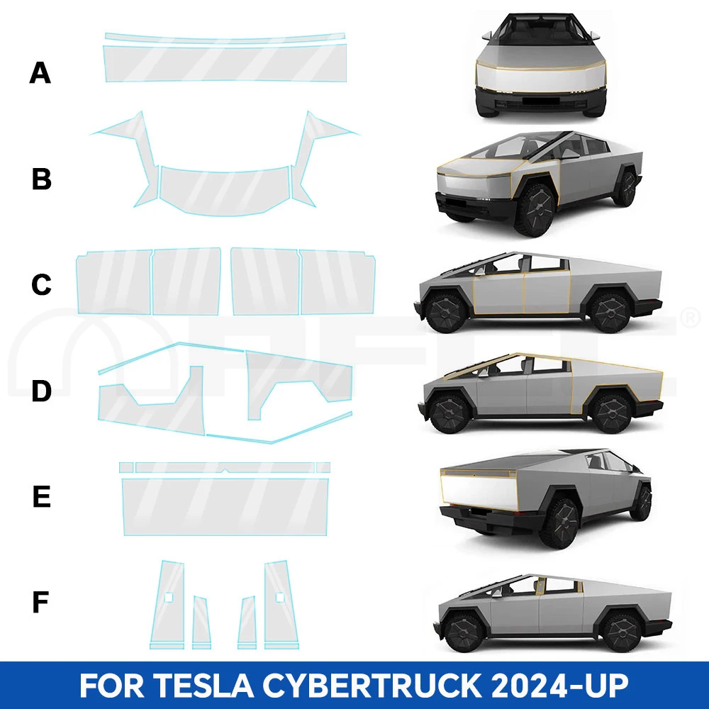 For Tesla Cybertruck 2024 Matte PPF Car Paint Protection Film Clear Bra Decal Anti-Scratch TPU Invisible Body Sticker Accessorie
