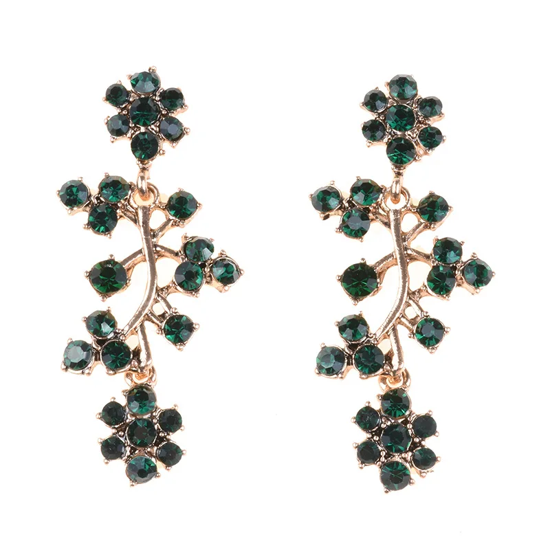 Creative branch earrings, exaggerated fashion retro alloy diamond-set personality versatile trendy women's foreign trade earring