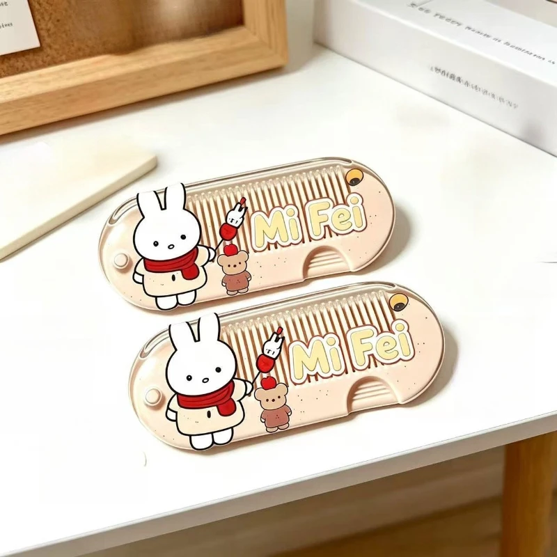Miffy Foldable Comb New Creative Cartoon and Cute Rabbit print Fashionable Stylish High-Value Portable Student bangs hairstyle