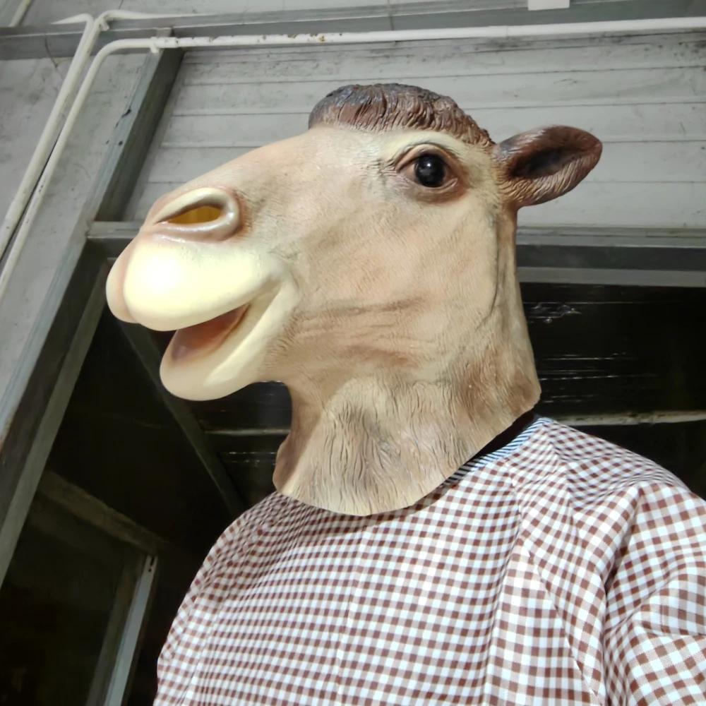 الجمل اللاتكس قناع مضحك الحيوان القبعات عيد الميلاد كرنفال حفلة الجدة الحيوان كامل رئيس قناع هالوين تأثيري غطاء رأس