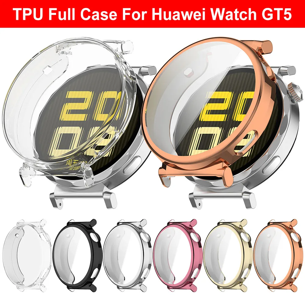 TPU Full Case ฝาครอบทั้งหมดป้องกันหน้าจอกันชนหน้าจอป้องกันกรณี Soft TPU กันชนสําหรับ Huawei Watch GT5 46 มม.41 มม.