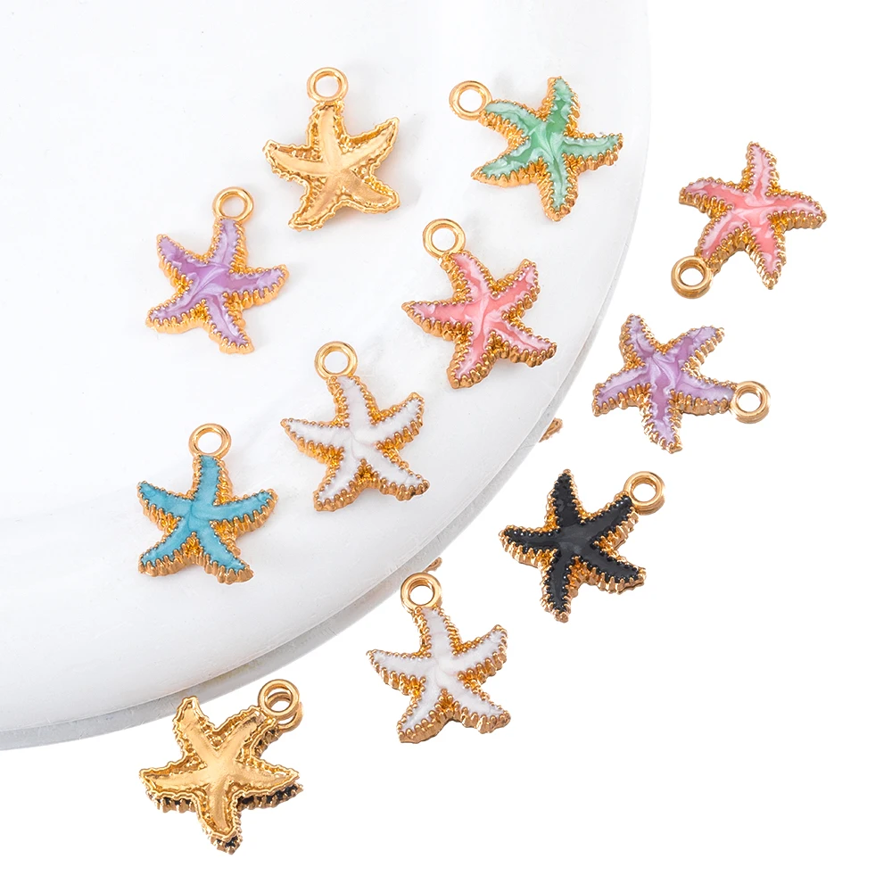 20Pcs Enamel Marine life Charms for Jewelry Making Starfish Charms Alloy Pendants Bracelets Necklaces Earrings DIY Accessories