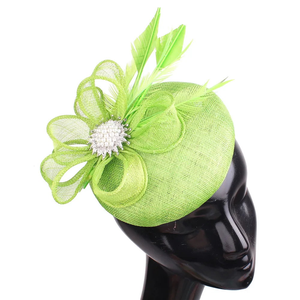 Elegant Bride High-Quality Sinamay Fascinators Headwear Hat for Women Headband Wedding Banquet Cocktail Millinery Hair Accessory