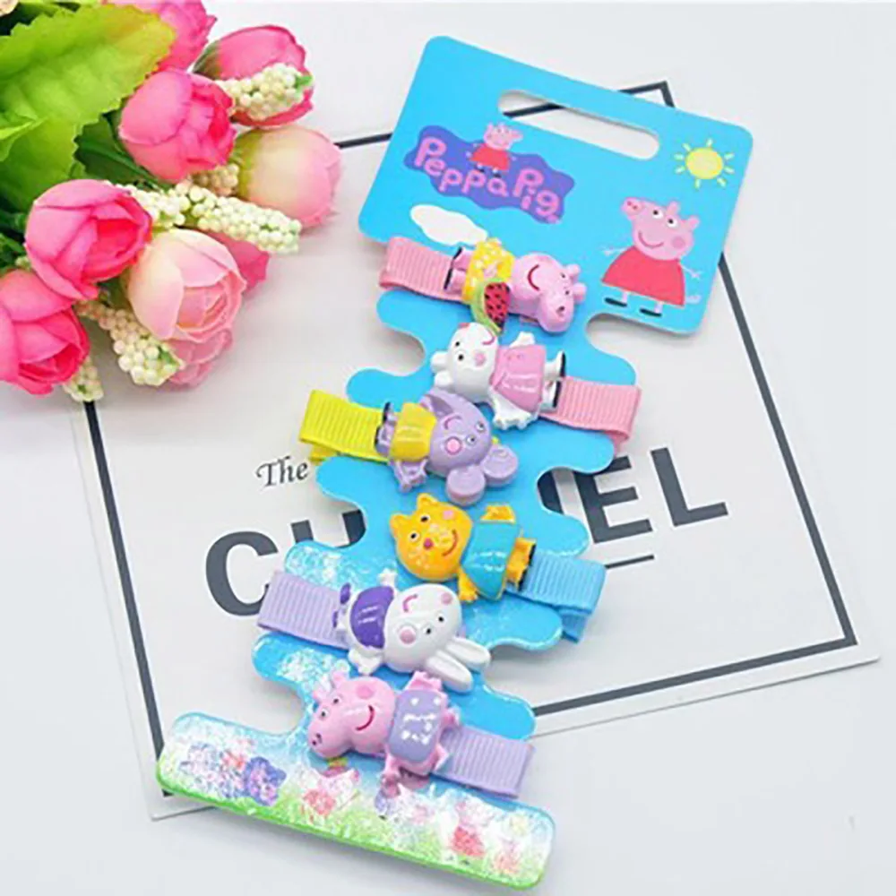 Peppa Pig Children Hairpins Hair Ropes Kawaii Fashion Tiara Headdress George Cute Tiara Accessories Baby Hairbands Birthday Gift