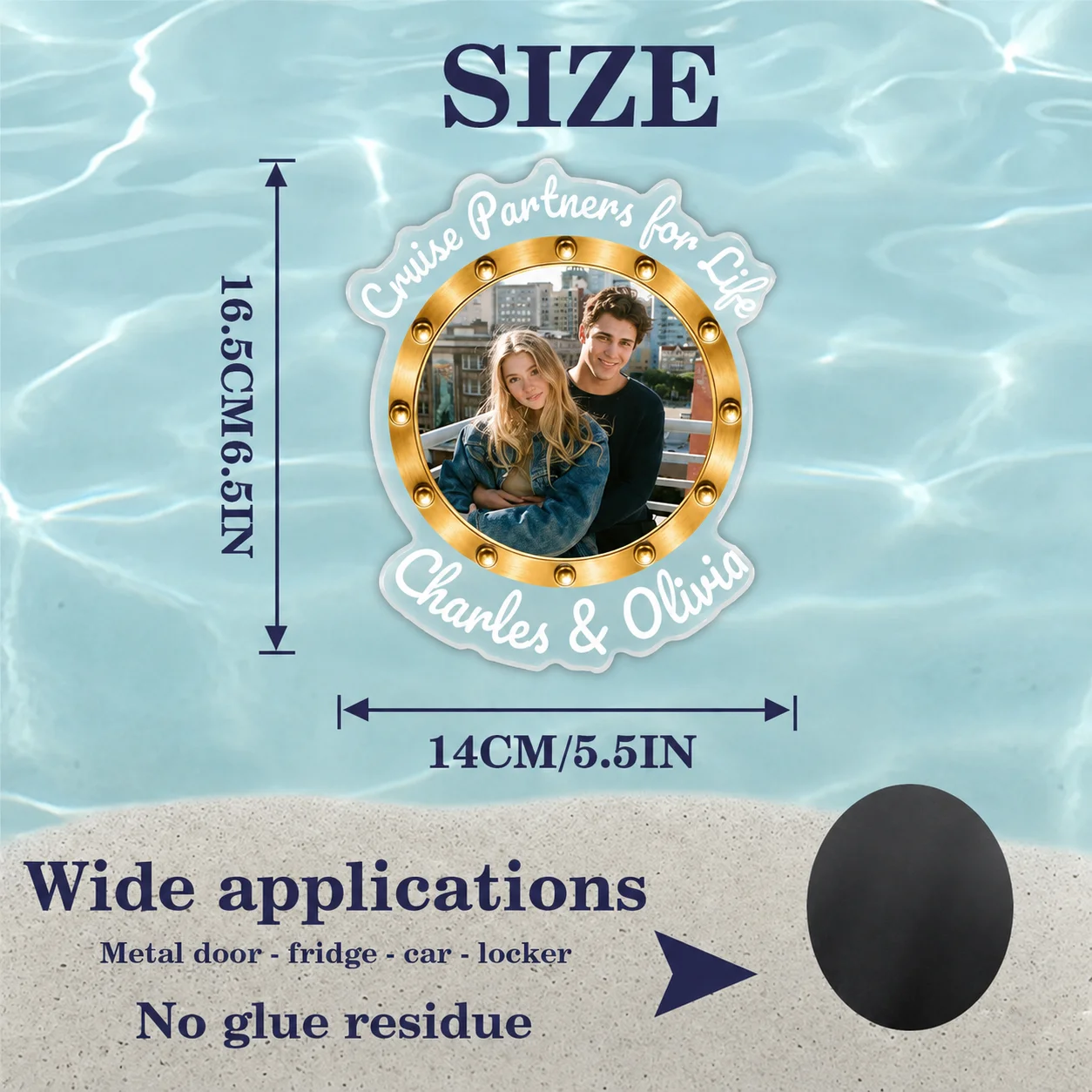Personalized Cruise Door Magnet Custom Photo Porthole Cabin Sign Decoration for Birthday Family Couples Anniversary Funny Gift