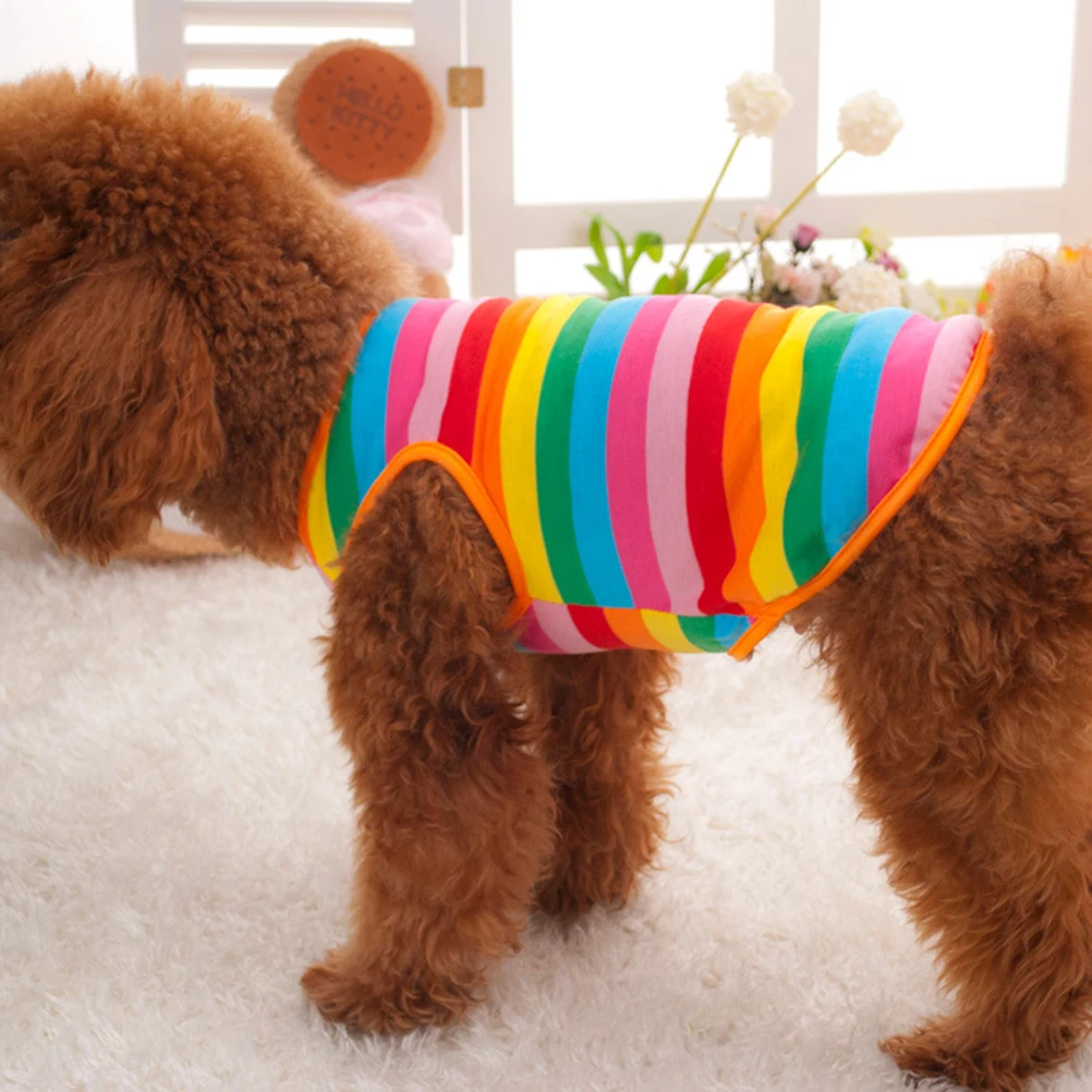 

Rainbow Pet Vest Clothes Striped Mesh Puppy Dog Clothing for Pets Apparel Accessories Spring and Summer Bulk Cool Dogs