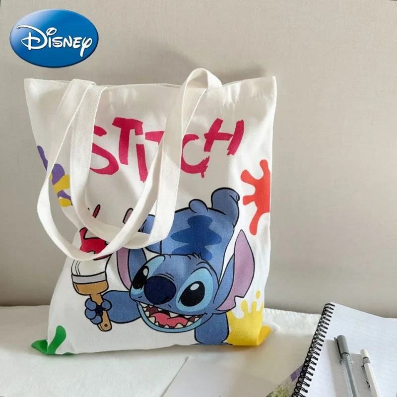 Disney 2024 New Lilo and Stitch Women's Canvas Shoulder Bag Fashionable and Versatile Commuting Mummy Bag