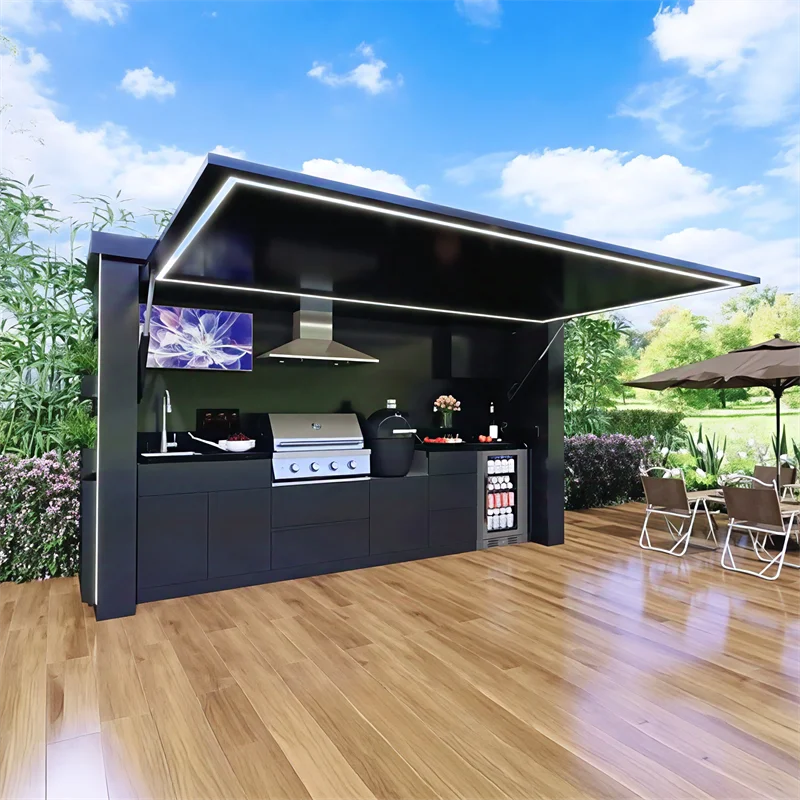 Portable Stainless Steel Outdoor Kitchen Storage Box Waterproof Lightweight Camping Cooking Station Travel BBQ Food Cart