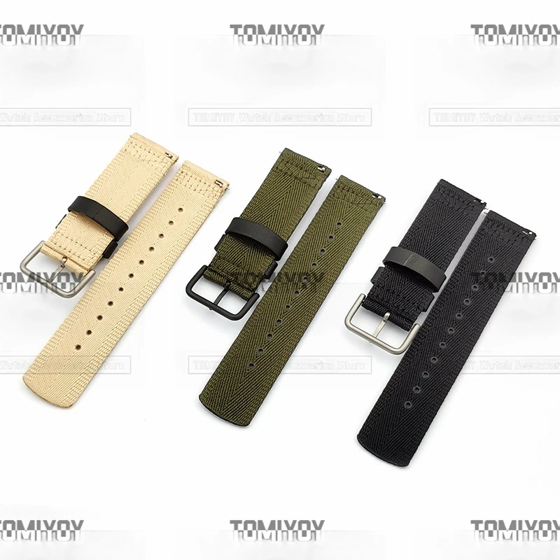 24MM Flat End Black Beige Green Canvas Nylon Watch Strap Fit For PRG-600YB PRW-6600 650