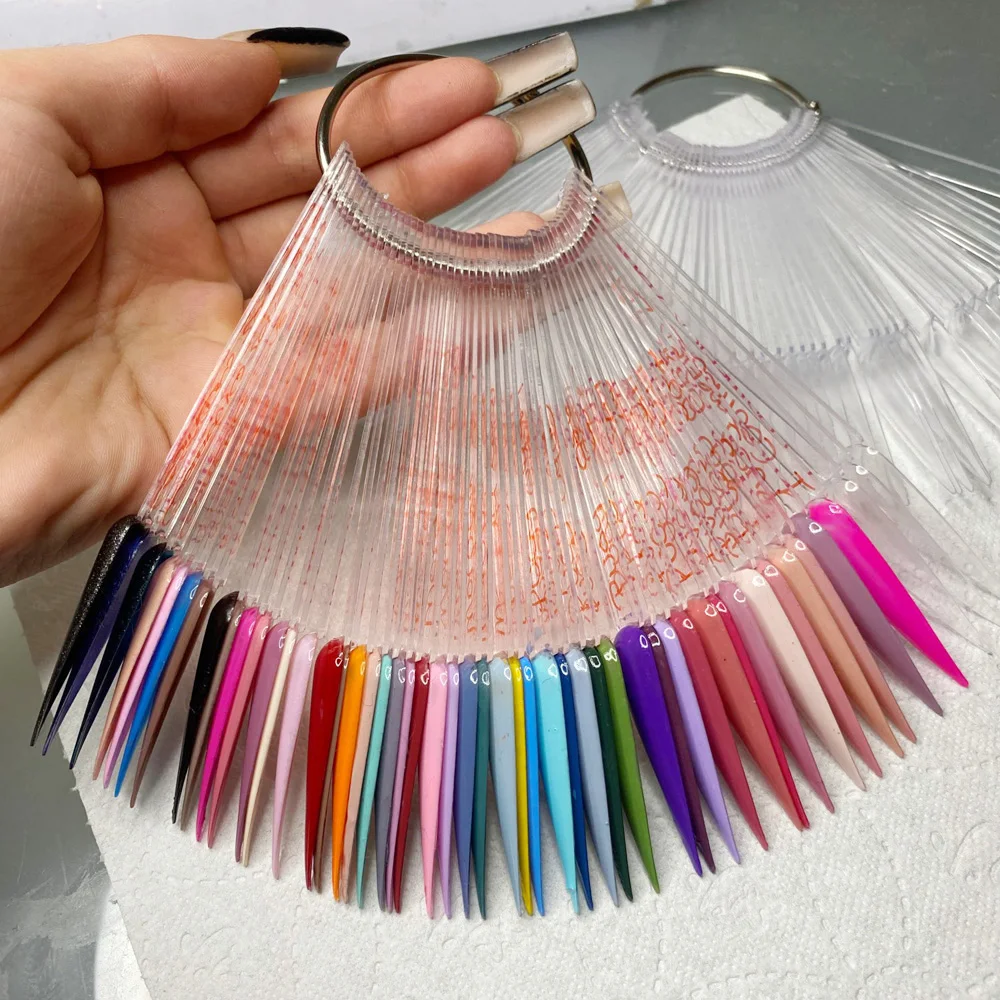 

40/50Pcs New Acrylic False Fake Nail Square/Stiletto Professional Nail Art Tip Full Cover Nail Polish Display Shelf For Manicure