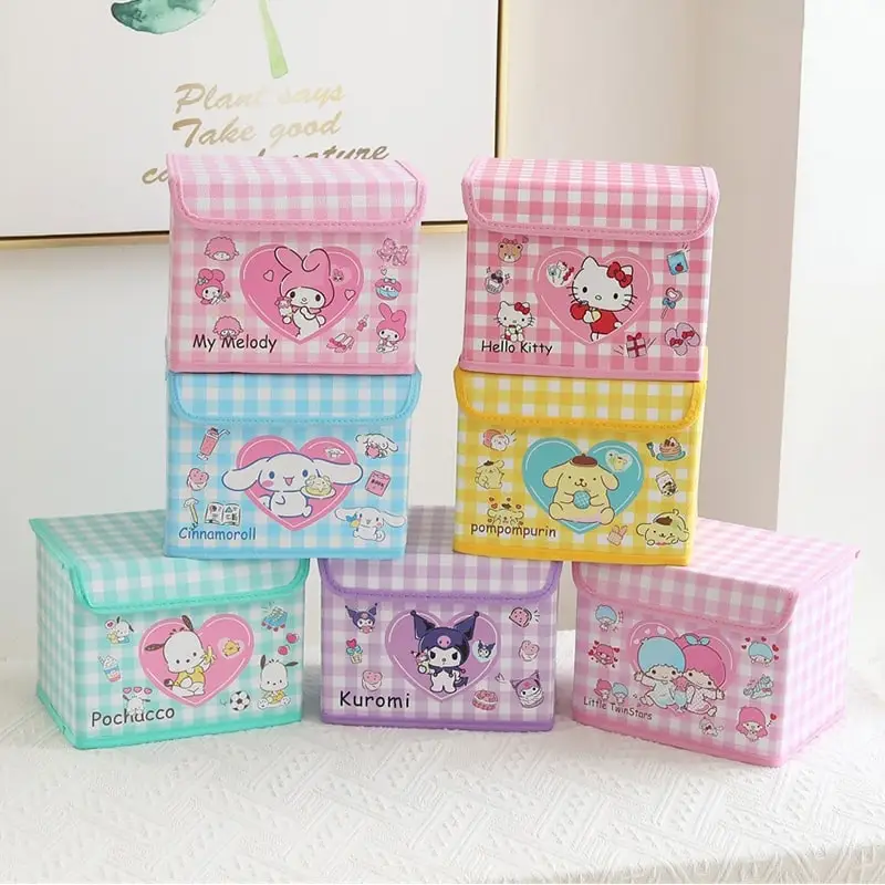 Anime Sanrio Cinnamoroll Kuromi Minha Melody Cosmetic Organizer, Cute Cartoon Desktop Clutter Box, Presente de Natal de aniversário para o amigo