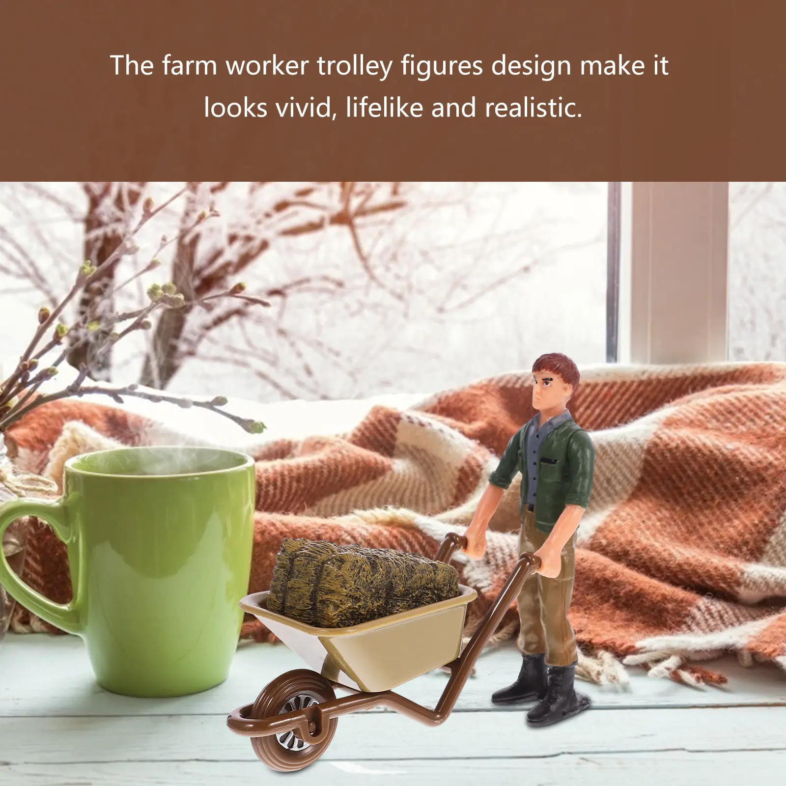 1Set Farm Worker Trolley Figures Educational Play Set Realistic Simulation Craft for Kids Learning Collection Desktop Decoration
