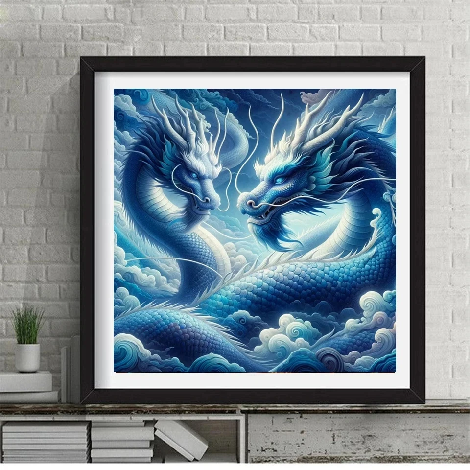 Full Diamond Painting Blue Dragon Cloud View 5D Diy Embroidery Diamond Painting Animal Mosaic Creative Hobbies Decoration G623