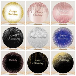 Birthday Round Backdrop Glistering Photography Background Circle Cover for Girls Women Birthday Party Decor Photo Booth Props