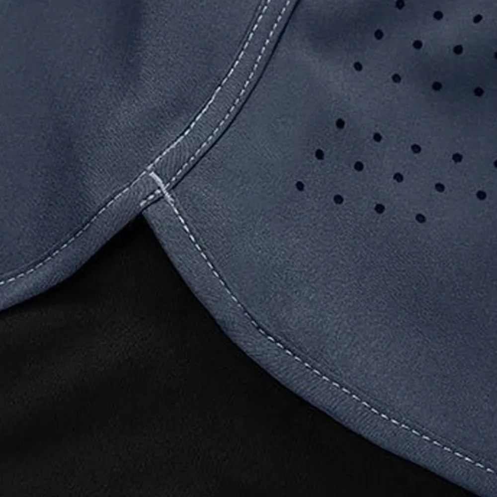 

Washable 2 in 1 Sports Shorts Quick Dry with Pocket Men's Sportswear Breathable Reflective Stripe Cycling Shorts Gym