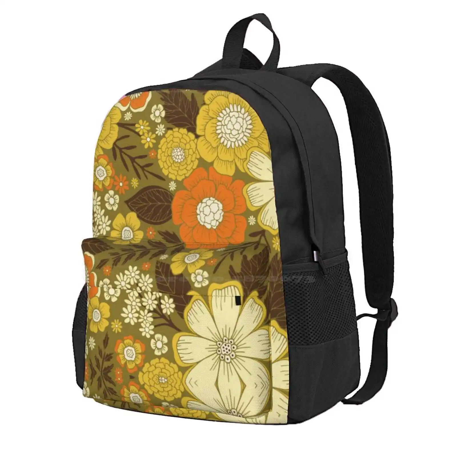 1970S Retro/Vintage Floral Pattern Hot Sale Schoolbag Backpack Fashion Bags Retro Vintage Floral 1970S Hippie Boho Bohemian