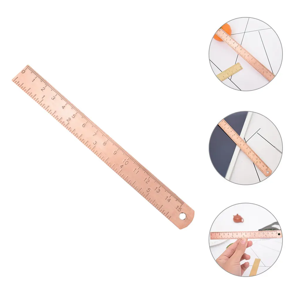 

Lightweight Copper Ruler Portable Straight Edge Measuring Instrument for School Office Art Design Precise Measurement Tool
