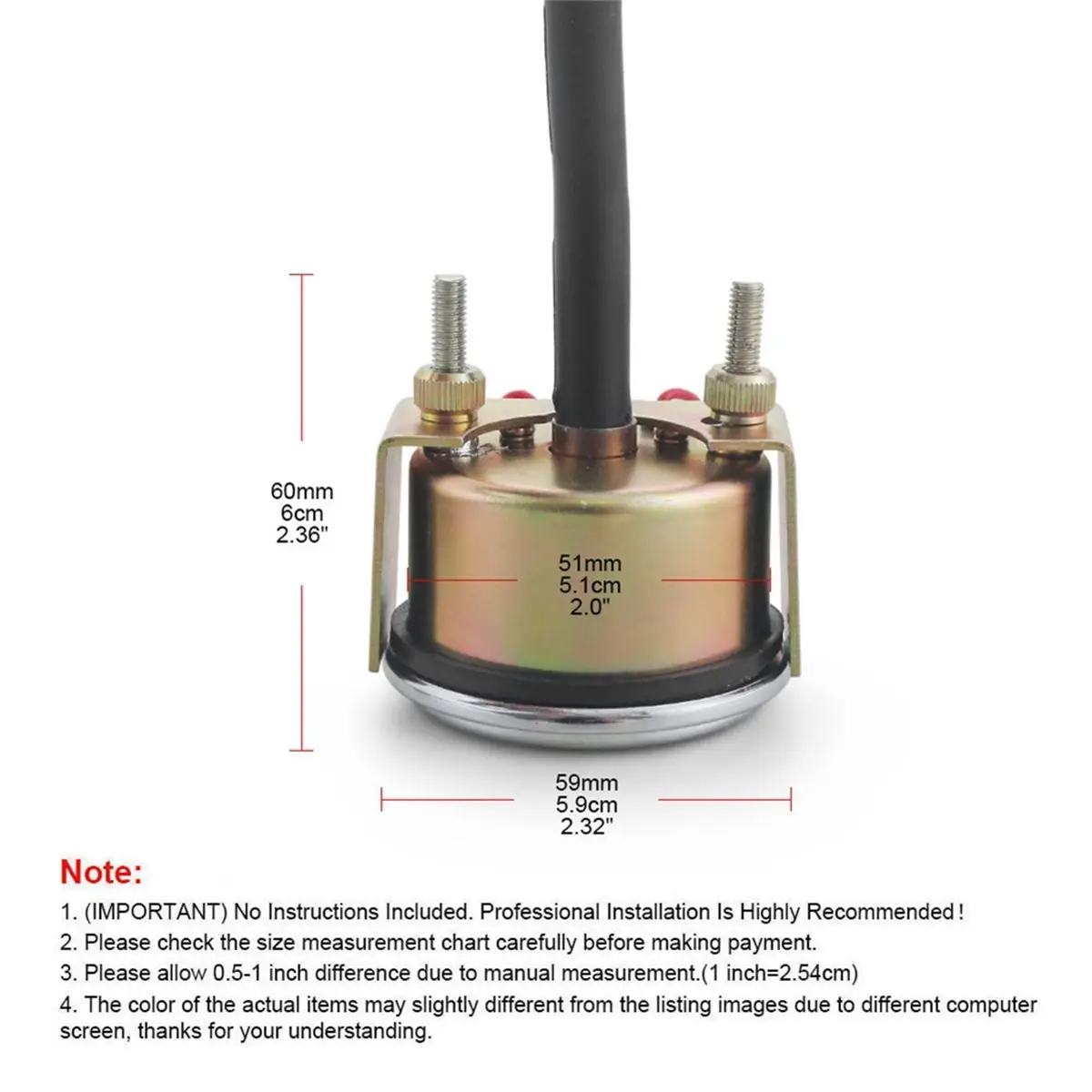 Budget-Friendly-52MM 2Inch Water Temp Switch Instrument with Alarm Func Water Temp Meter for Industrial Engines & Equipment