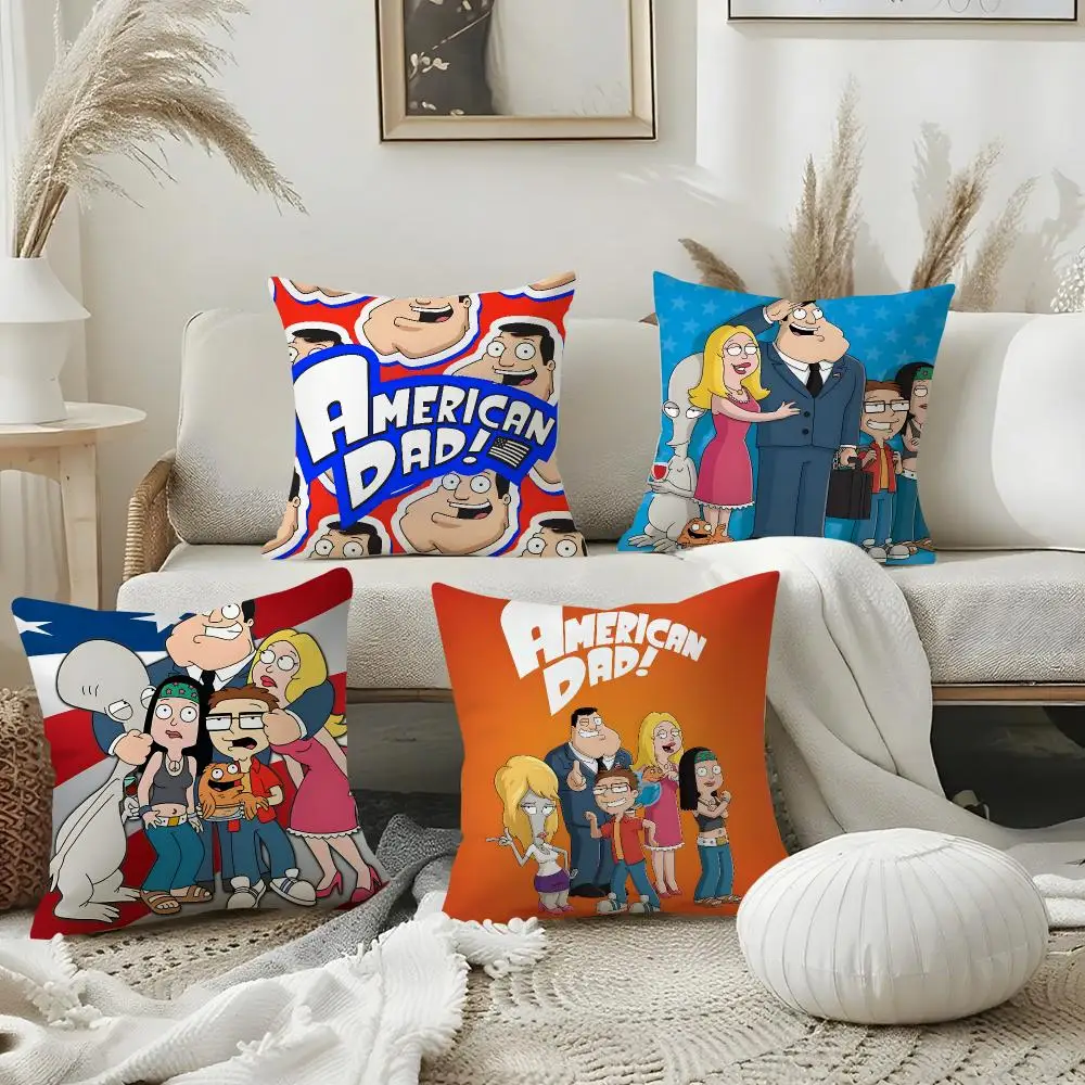 American Dad Cushion Cover Pillow Case Plush Fabric Soft Double Sided Print Home Sofa High Quality Cushion