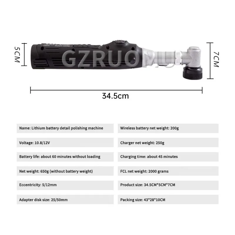 

Cordless Mini Electric Car Body Polisher 12V Lithium Battery Detailling Polishing Machine Handheld Adjustable Polishing Tool Set