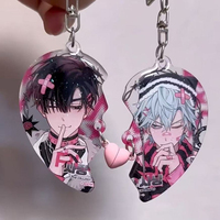 Anime ALIEN STAGE IVAN TILL Cosplay Keychain Unisex Acrylic Heart Magnet Pendant Key Chain 2Pcs/set Keyring Bag Accessories Gift