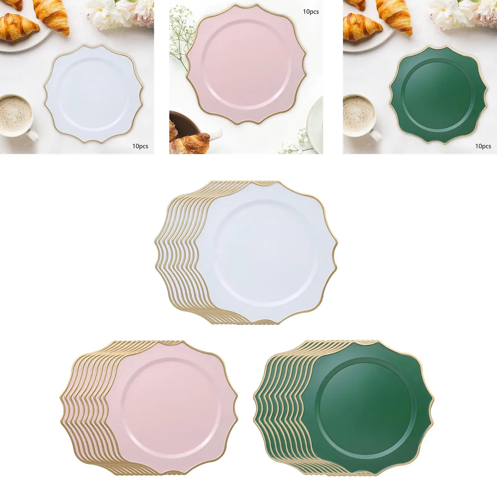 

10x Serving Plates Reusable Tableware Party Supplies Unbreakable Serving Dish for Farmhouse Reception Wedding Party Events