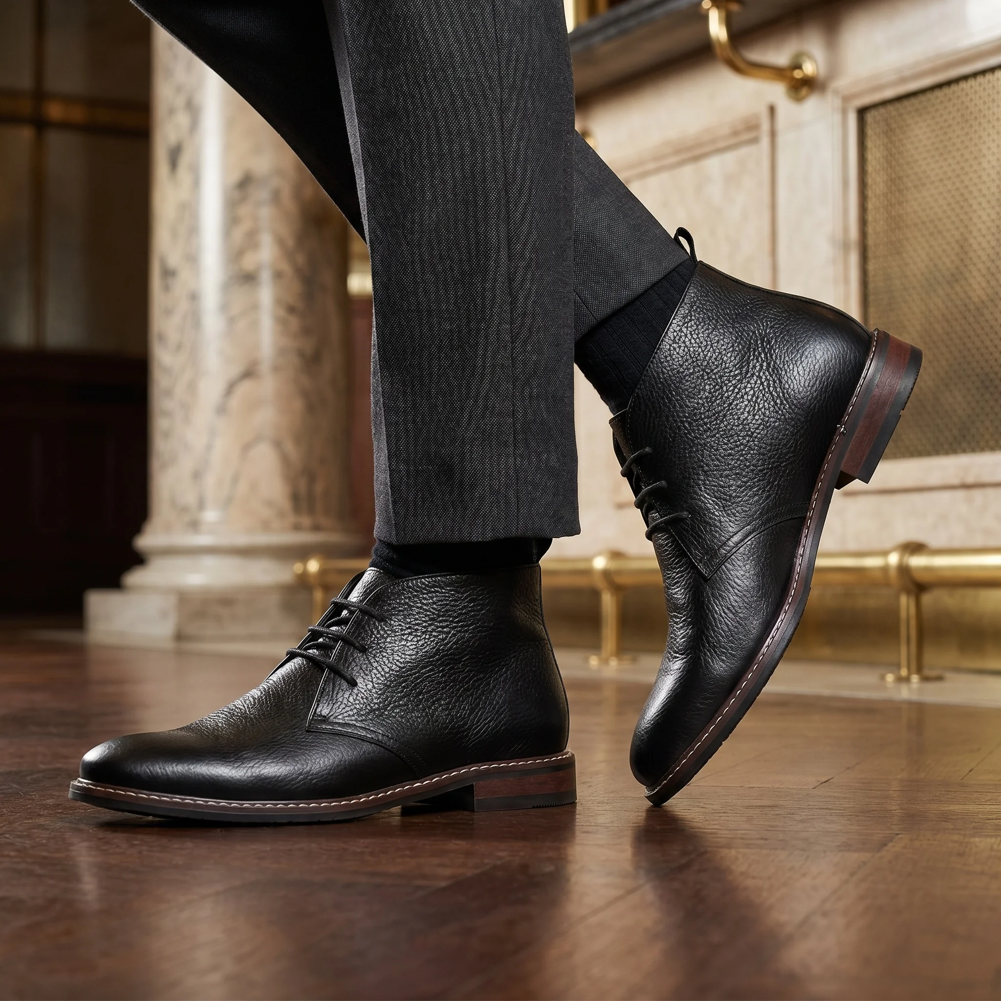 100% Leder Herren Chukka Boots Modische Bequeme Marken-Knöchelstiefel Echtleder Desert Boots # KD585 – Detail 13