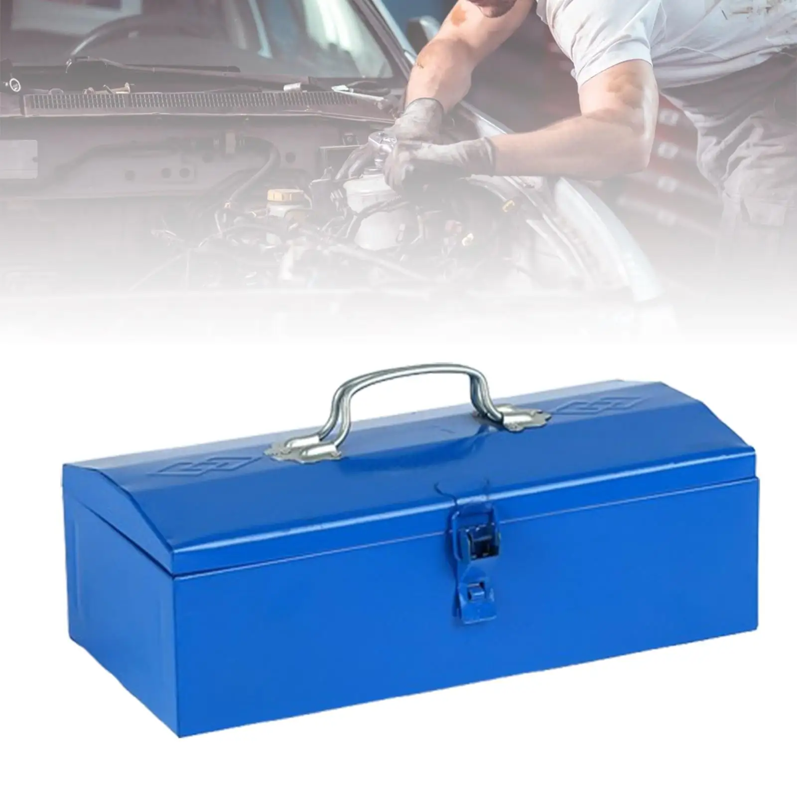 Metal Tool Box Tool Storage Box Latch Closure Container Tool Storage Case Tool Organizer Hand Tool Case for Workshops Garage