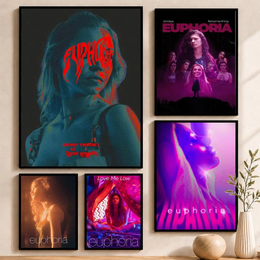 Affiche autocollante imperméable pour mur, série TV E-Euphoria, art décoratif pour la maison et cadeau de vacances