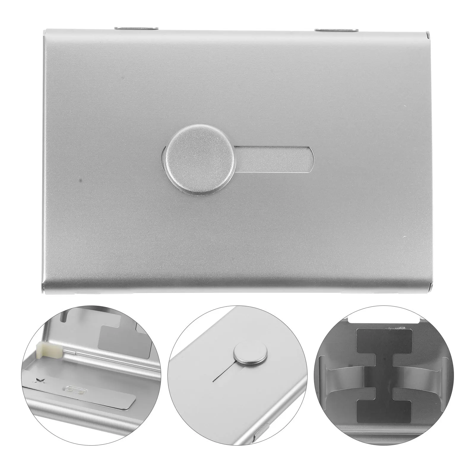 

Business Card Holder Aluminum Alloy Mini Briefcase Design Portable Metal Cards Case For Men Office Supplies Organizer Slide Out