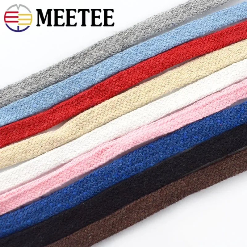 70Meters 1cm Fashion Cotton Cord High Tenacity Braided Pants Waist Flat Rope Thread DIY Craft Home Textile Decor KY799