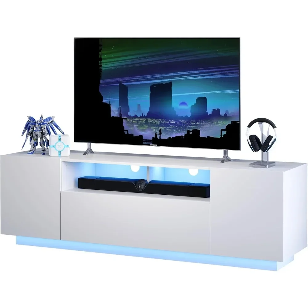 

TV Stand for 65 Inch TV, Modern Entertainment Center with LED, 58" TV Console with Storage Cabinet