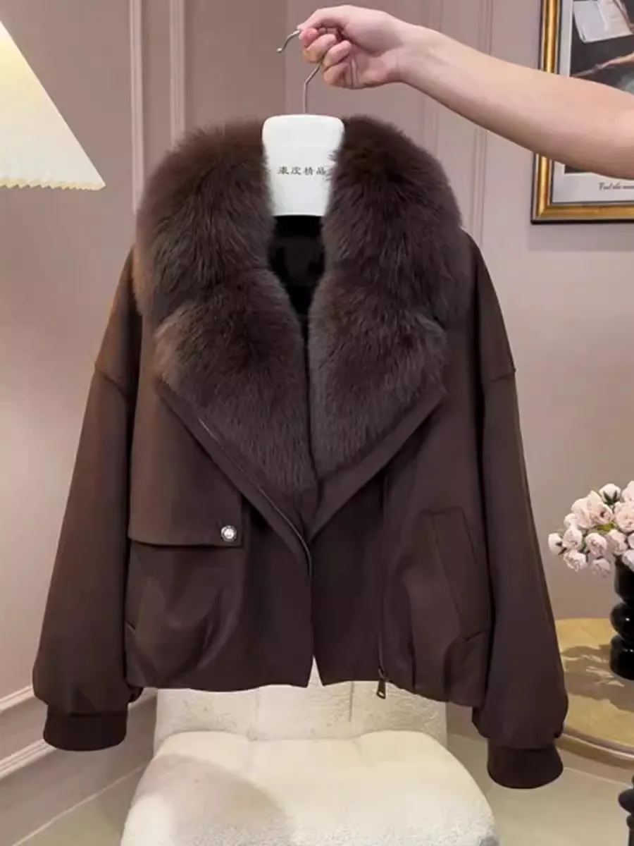 

Slimming ort Puffer Jaet Women's Korean Sle Loose Fit Cotton Coat with Fur Collar Winter Lazy Sle Versatile Outerwear