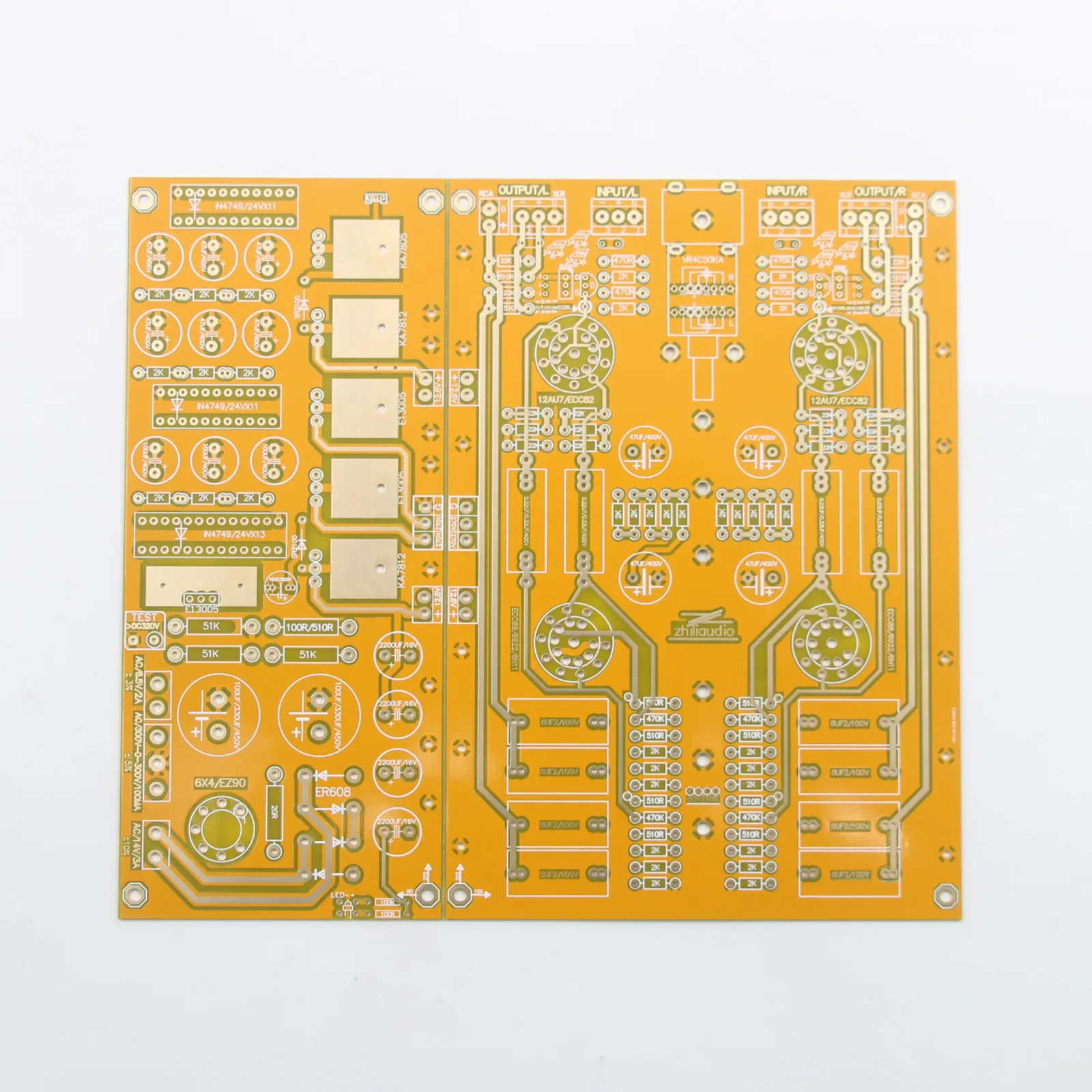 HiFi 풀 밸런스 프리앰프 보드, 12AU7 + 6922 + 6X4 튜브, PCB 기반, US ARC 프리앰프 회로