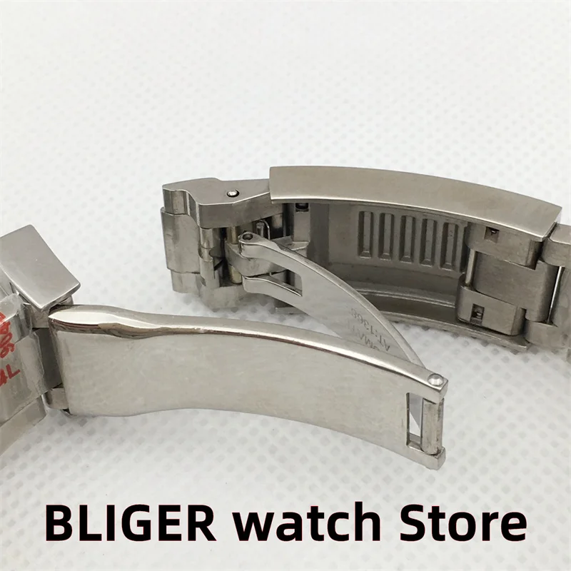 BLIGER Left hand 40mm NH34A Men\'s Automatic Mechanical watch stainless steel strap case sapphire glass 9 o \'clock crown date