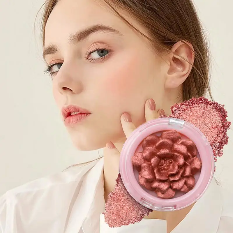 3d Wangen Roos Ontwerp Blush Palet Matte Roos Meidoorn Wangtint Blusher Poeder Natuurlijke Gezichtsmake-Up Hoog Gepigmenteerde Cosmetica