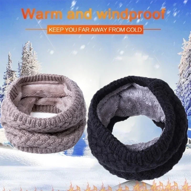 Winter Scarf for Women Children Baby Warm Cotton Brushed Knit Neck Warmer Circle Ski Climbing Scarf Neck Scarves Men