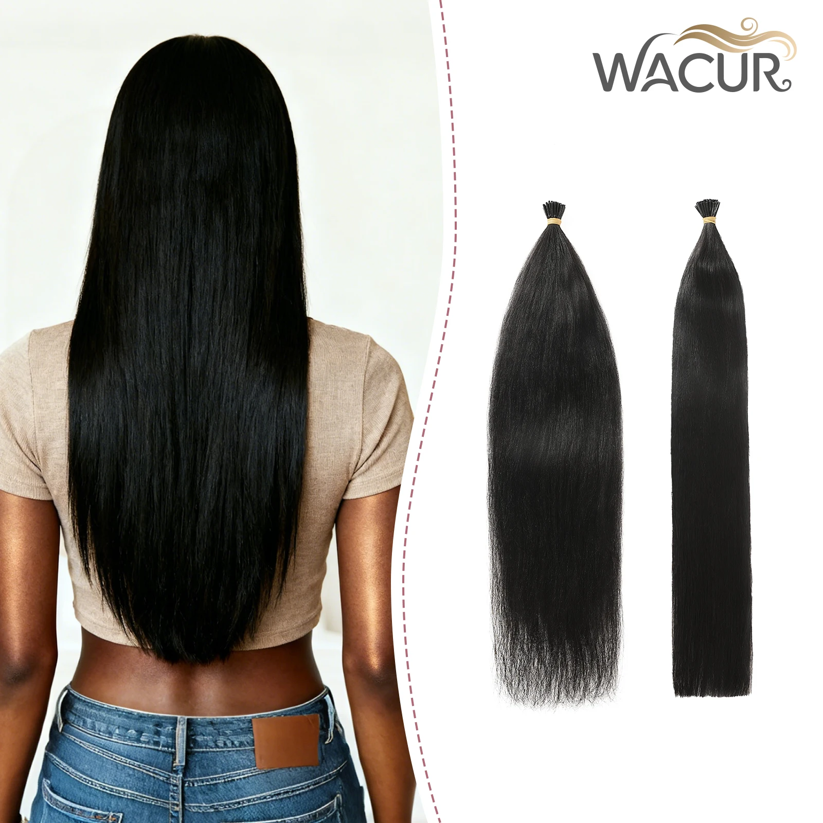 

12A Yaki Straight I Tip Hair Extension Human Hair Straight Remy Human Hair 100% Natural Virgin Human Hair Extensions For Woman