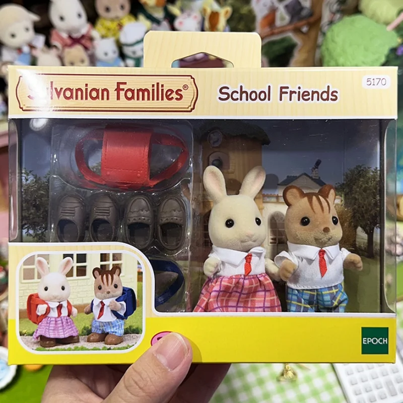 Friends Of The Sylvanian Families Play Girl Scene Toy School Milk Rabbit Squirrel Cover Kawaii Model Doll Children Birthday Gift