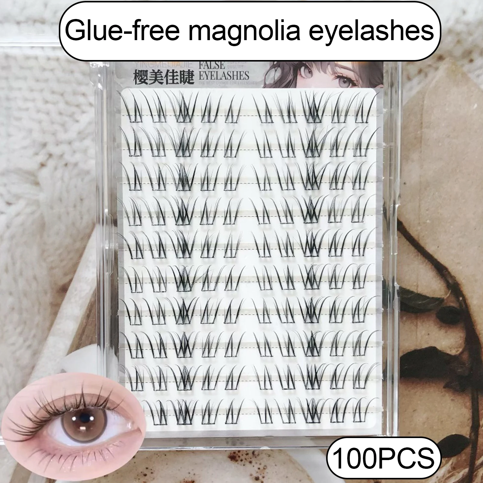 Natural Look False Eyelashes No Glue Individual Cluster Lashes Easy Apply Thai Style False Eyelashes DIY Cosplay makeup