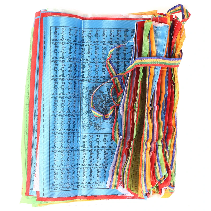 أعلام الصلاة البوذية التبتية والبوليستر ، 5 ألوان حرفية قماشية ، نمط التبت ، علم مزخرف ، m ، 28: x 25: مجموعة واحدة ، 30: #3