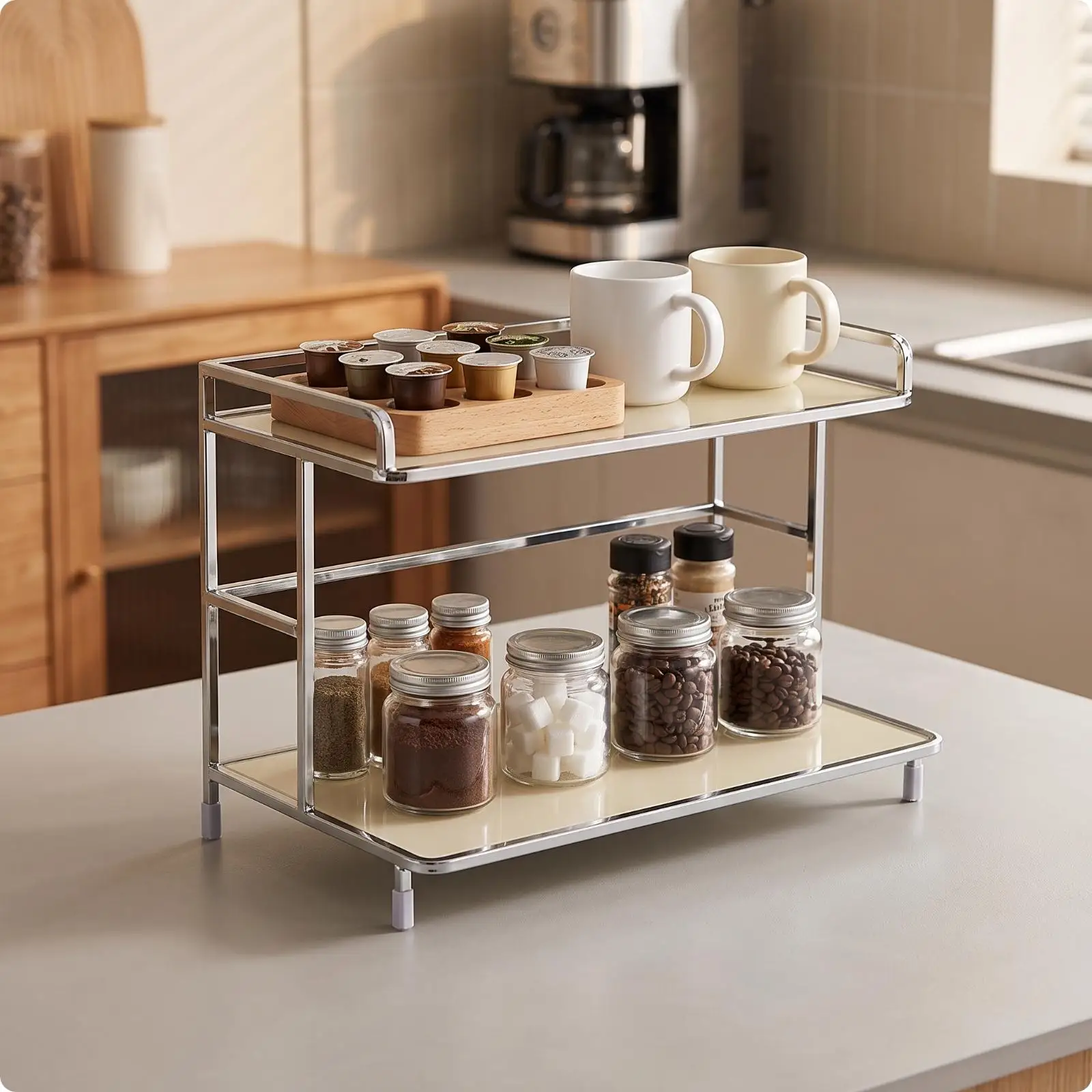 Versatile Acrylic Iron Shelf Rack for Desk Storage Multi Purpose Organizer for Vanity or Workstation