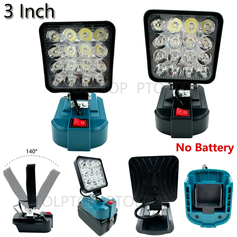 CAR LED Work Light Outdoor Flashlight 3 Inch for Makita 14.4V 18V Lithium Ion Battery Lantern Camping Light Emergency Lighting