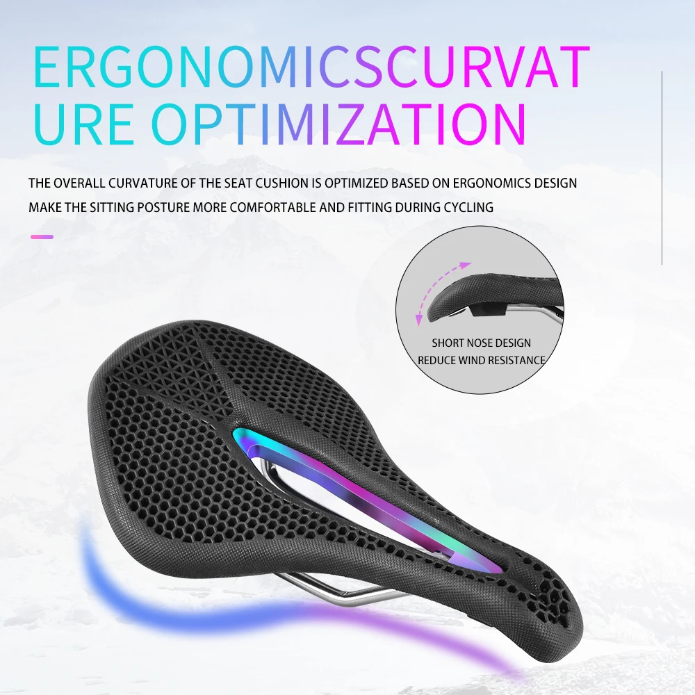 ESLNF Ventilation Bike Saddle Mtb Comfortable Hollow Cycling Seat Honeycomb 3D Printed Bicycle Saddle