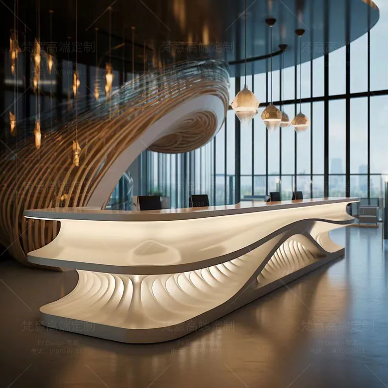 

Стойка ресепшн из стеклопластика, простая современная офисная стойка, нестандартная, креативная, модная, на заказ, для медицинских и косметических салонов