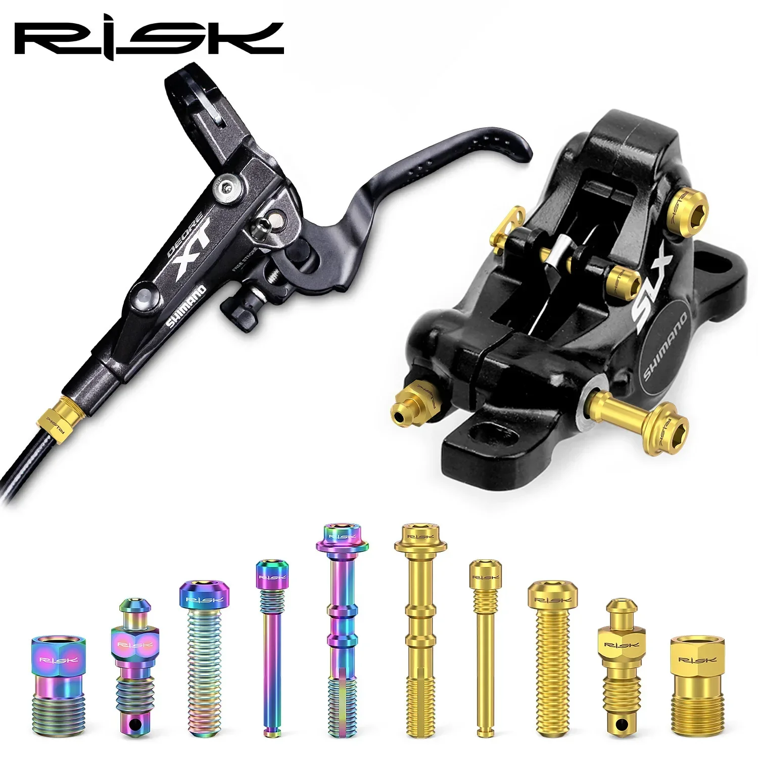

RISK Titanium Bike Oil Tube Bleed Nipple Compression Nut Retainer Pin Disc Brake Caliper Master Cylinder Fixing Bolt for SHIMANO